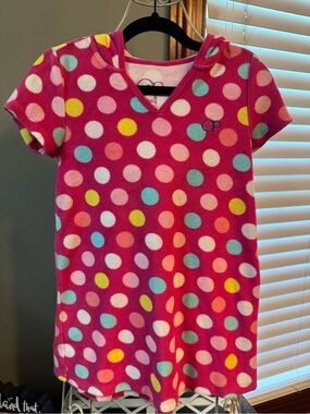 OP Girls Hot Pink Polka Dot Hooded beach Dress. Size 4T.